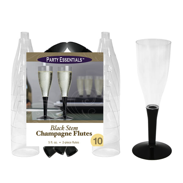Glasses Champagne Flute w/Black Stem 10C