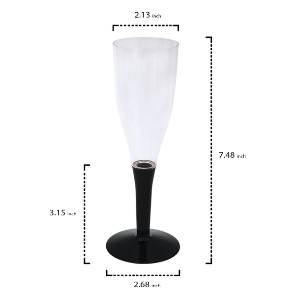 Glasses Champagne Flute w/Black Stem 10C