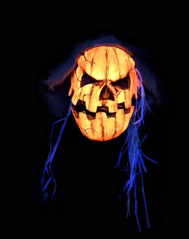 UV Orange Glow Pumpkin Monster Latex Face Mask