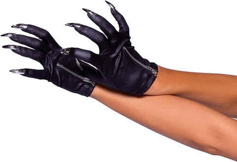 Gloves Black Zip Up Claws