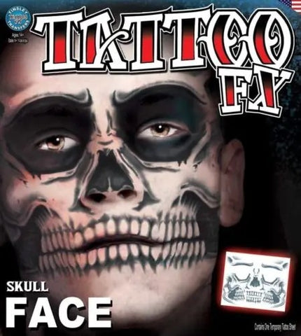 Tinsley Transfers Skull Face Tattoos