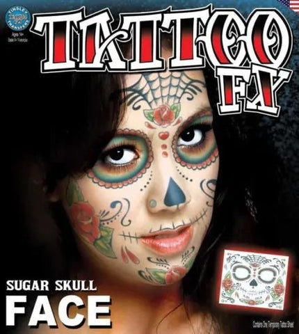 Tinsley Transfers Sugar Skull Face Tattoos