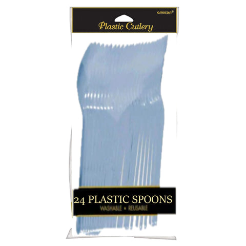 Plastic Spoons - Pastel Blue - 24CT
