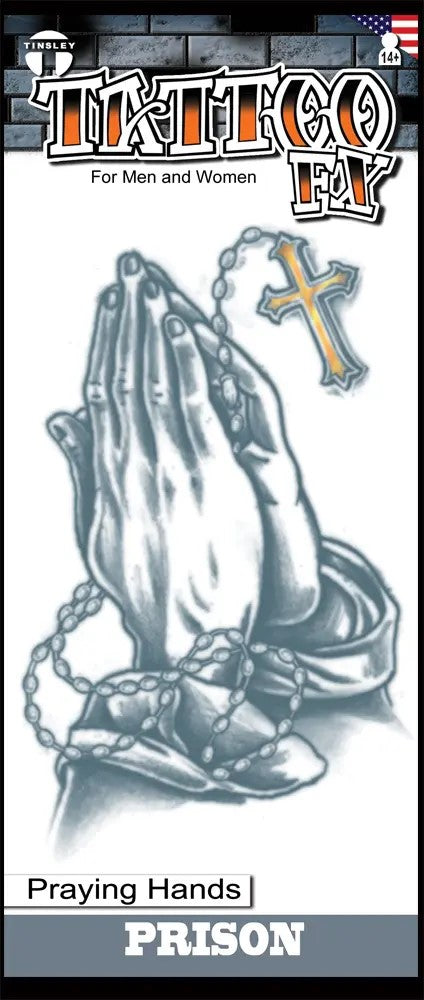 Tinsley Transfers Praying Hands Prison Tattoo