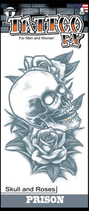 Tinsley Transfers Skull and Roses Prison Tattoo