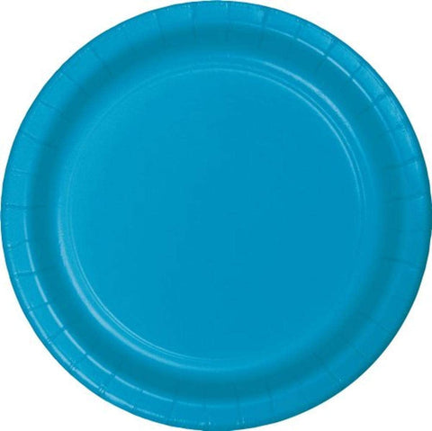 6 7/8" Round Paper Plates - Turquoise - 24CT