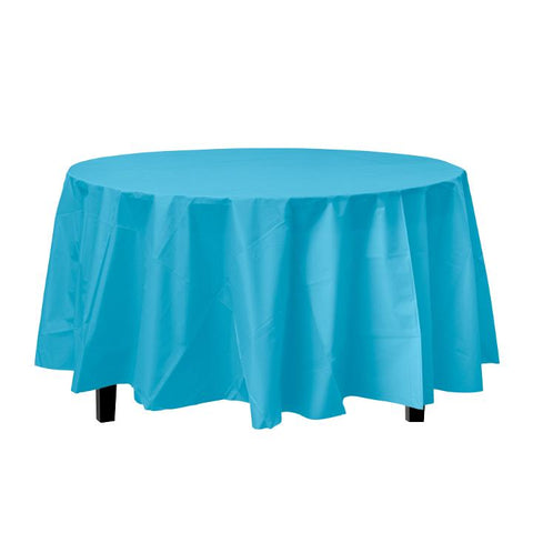 Round Plastic Table Cover - Turquoise - 84"