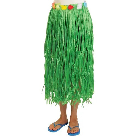 Hula Skirt Green Plastic w/Flowers